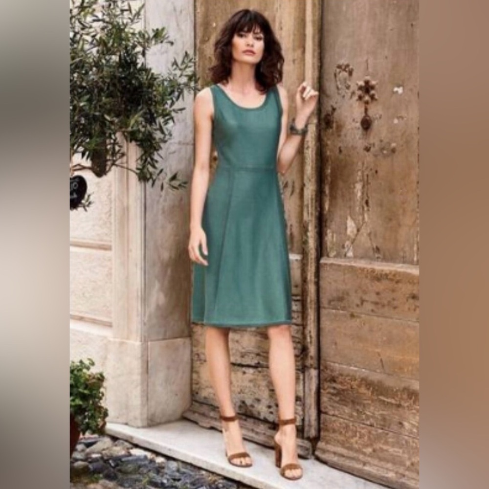 Peruvian Connection Lorelei Dress Pima Cotton Blue Green Women's Large